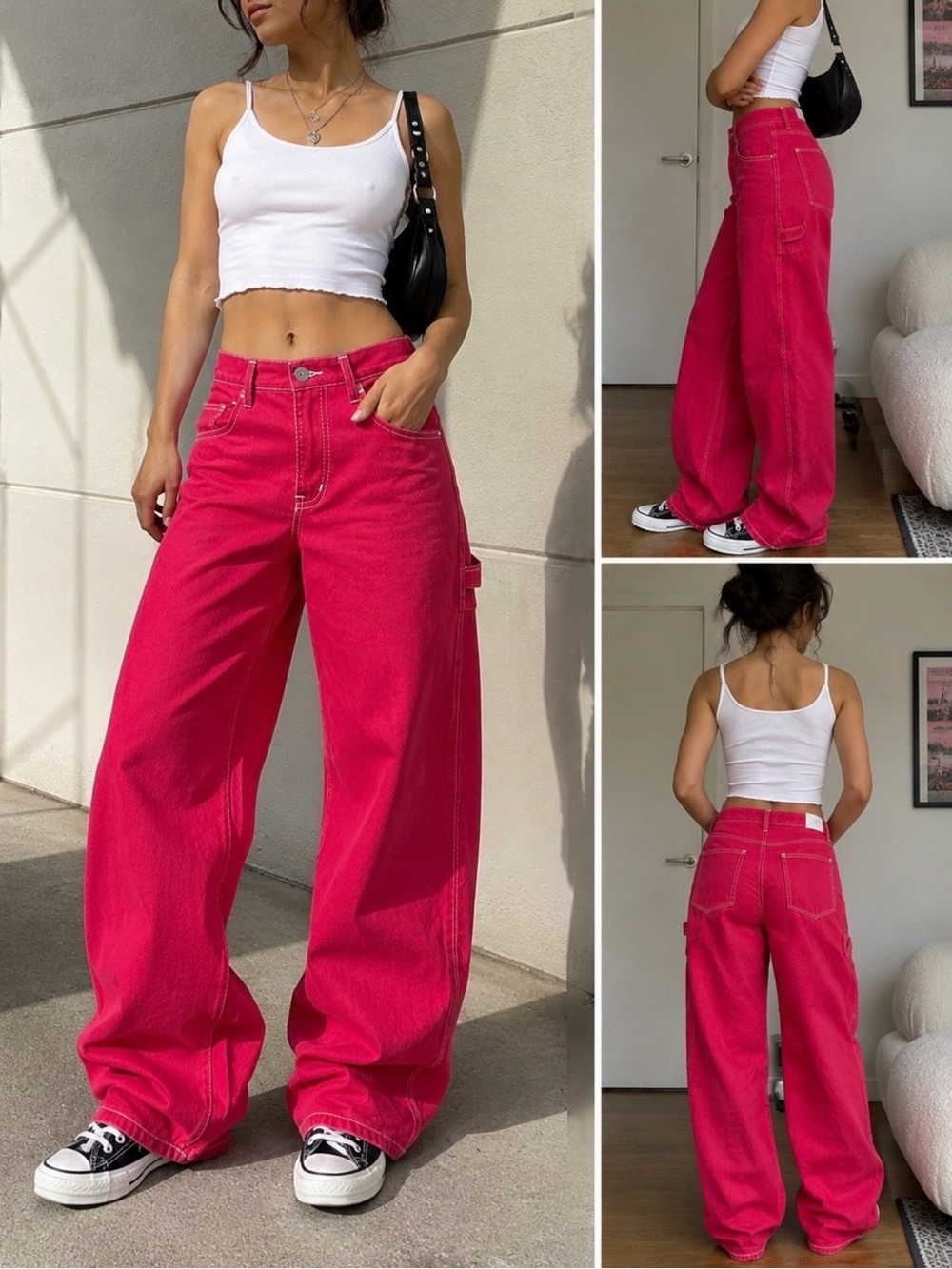 Vintage Y2K Made in USA vibrant Color Carpenter Jeans Wide Leg High Rise 
Sz 28